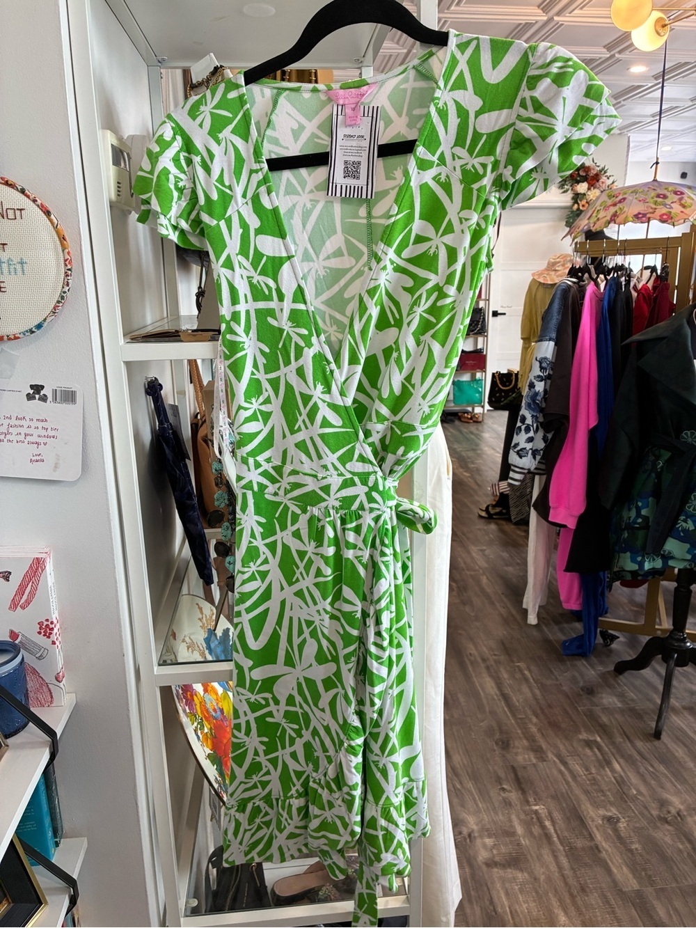 Lilly Pulitzer Green & White Wrap Dress - Women's Summer Dress XS